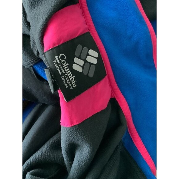 Columbia Fleece Jacket Black Blue Pink Full Zip Long Sleeve Mock Neck Small - Picture 3 of 8